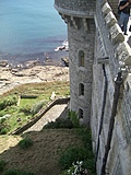 Looking down from the castle walls