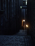 Narrow cobbled alleyway