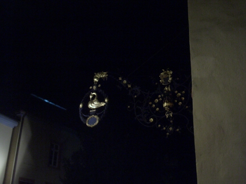 Shop sign in the dark