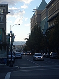 Street with distant hills