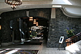 The conference hotel lobby
