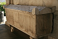 Rectangular sarcophagus with fluting.
