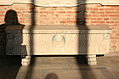 rectangular sarcophagus with fluting and head of christ
