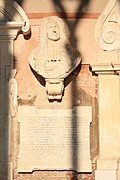 Bust with inscription, including date April 1726