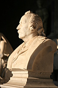 Bust of moustached man