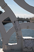 A small sticker on the pedestrian bridge
