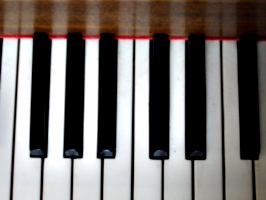 [picture: Piano keys from above]