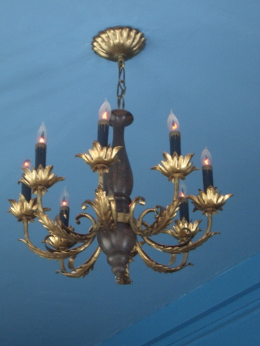 [Picture: Candelabra.  Blue ceiling.]