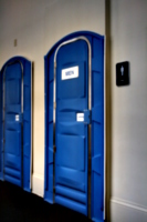 [picture: Museum toilet door]