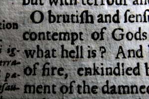 [picture: Closeup words 8: what hell is? of fire,]