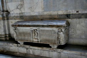 [picture: Rectangular fluted sarcophagus]