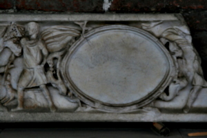 [picture: 1700-year-old stone coffin 3: carved scenes]