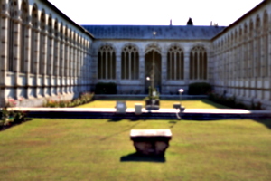 [picture: Blurry cloistered quadrangle]