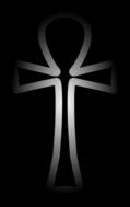 [Picture: White ankh cross on a black background]