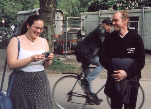 [Picture: StarGirl, Julias and a blurry cyclist.]