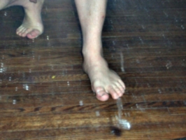 [picture: Man walking barefoot]