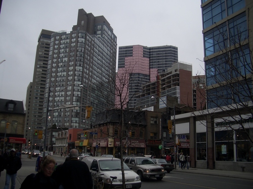 [Picture: Tall buildings seen from Yonge St.]