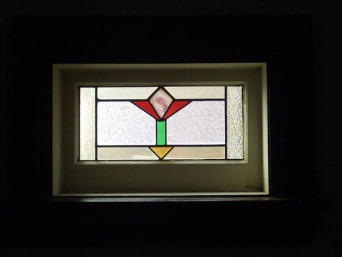 [Picture: Art deco stained glass window]
