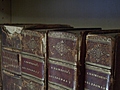 [Picture: Old Leather Books: spines]