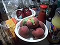 [Picture: Fruit and bread: Fridge shelf]