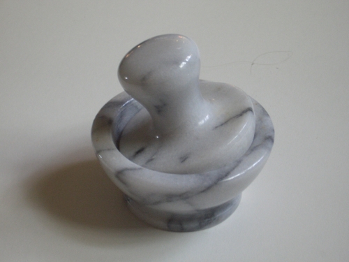 [Picture: White Marble Pestle and Mortar]