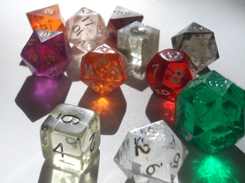 [Picture: coloured plastic gaming dice 2]