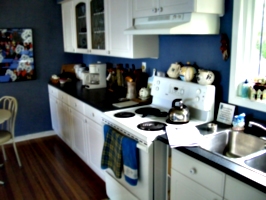 [picture: A blue kitchen]