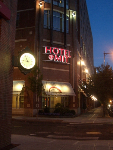 [Picture: Hotel at MIT at night]