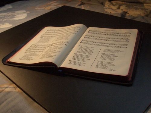[Picture: Old hymn book]