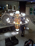 [Picture: Hotel lobby chandelier from above]
