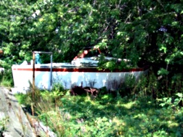 [Picture: Old boat in a field]