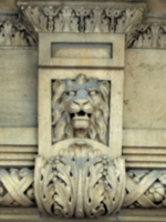[picture: Carved stone lion's head]