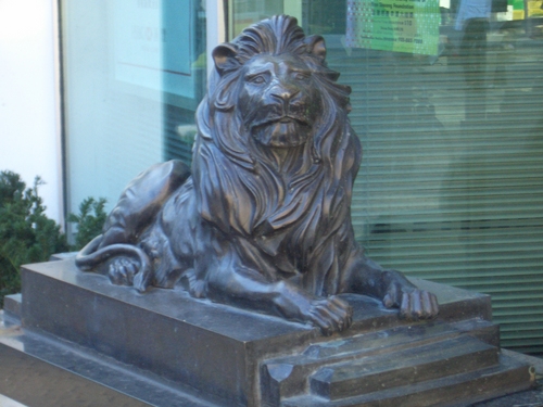 [Picture: Bronze lion]