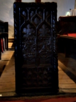 [picture: Parish Church 13: Carved end of a pew]