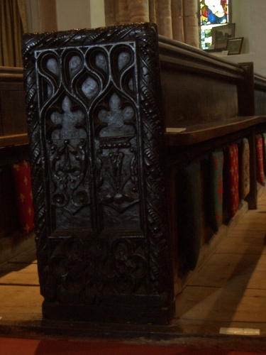 [Picture: Parish Church 14: Carved end of a pew 2]