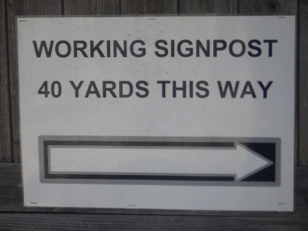 [Picture: Working Signpost 40 yards this way]