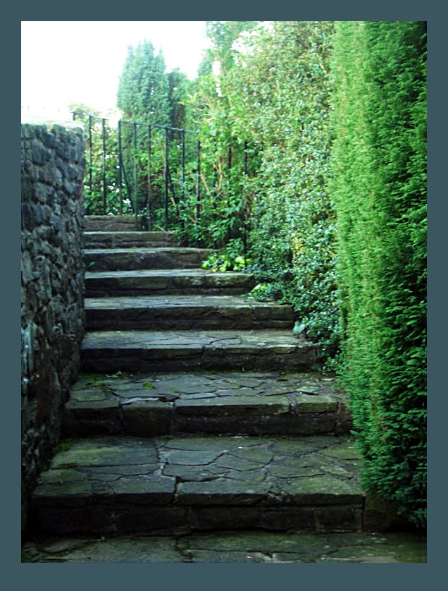 [Picture: Winding stone stairs in the garden 3]
