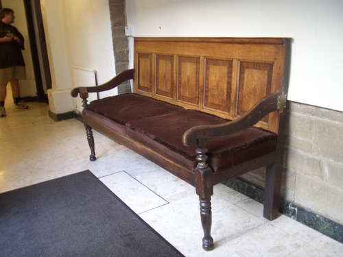 [Picture: Church pew bench]
