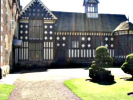 [picture: Rufford Old Hall: view with lens flares]