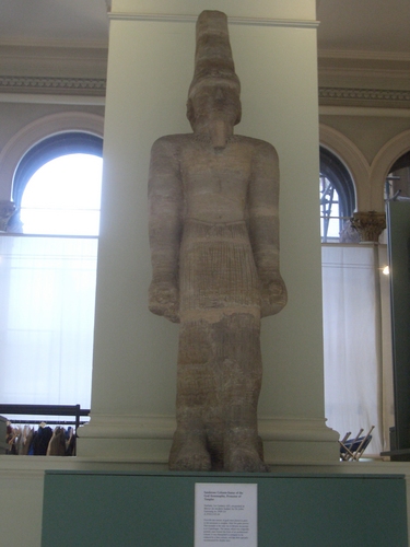 [Picture: Sandstone Column-Statue of the God Arenenuphis, Protector of Temples]