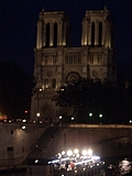 [Picture: Notre Dame at night]