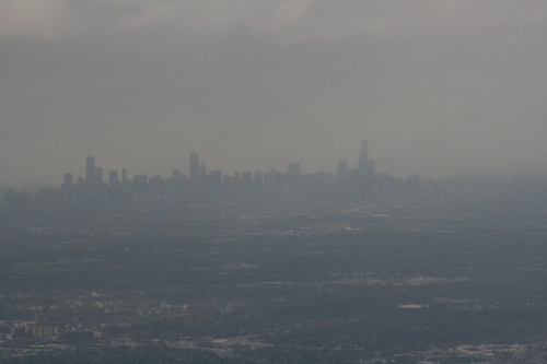 [Picture: Chicago skyline from the air]