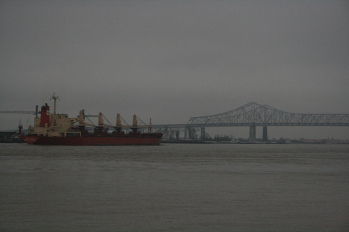[Picture: Ship approaching bridge 1]
