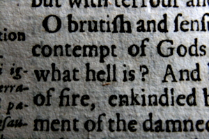 [picture: Closeup words 8: what hell is? of fire,]