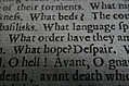 [Picture: Closeup words 4: What hope? Despair.  O hell!]