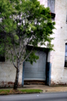 [picture: Old metal garage door]