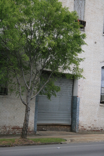 [Picture: Old metal garage door]