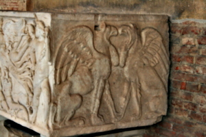 [picture: Second century sarcophagus 1: gryphons]