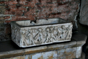 [picture: Stone coffin for the burial of a child]