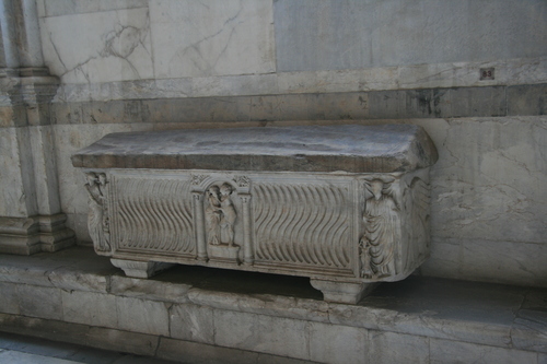 [Picture: Rectangular fluted sarcophagus]